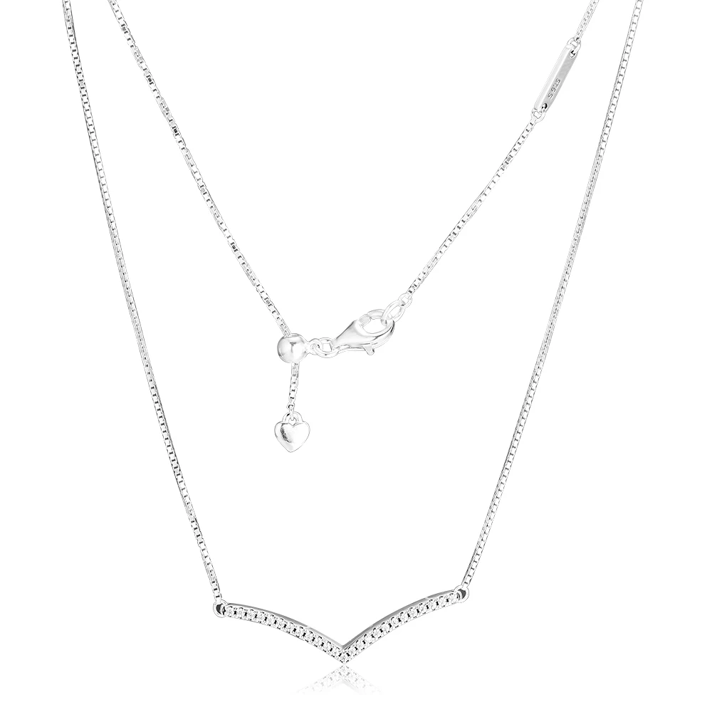 

925 Sterling Silver Shimmering Wish Necklace with Clear CZ Silver 925 Jewelry Fashion Necklaces Pendants for Women FLN091
