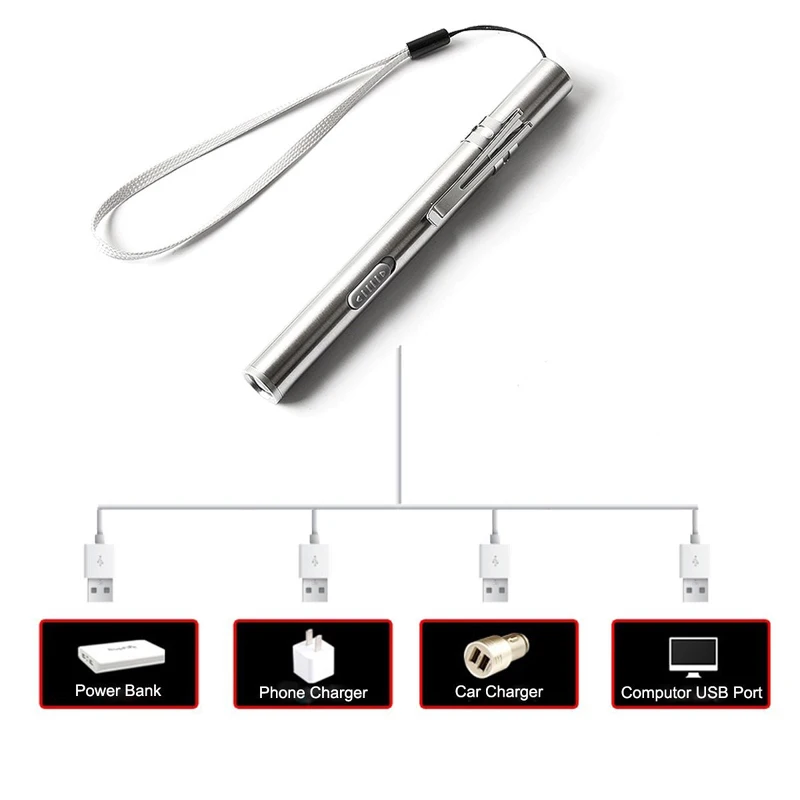 USB Перезаряжаемый светодиодный фонарик высокого качества Мощный мини светодиодный фонарь водонепроницаемый дизайн ручка подвесная с металлическим зажимом