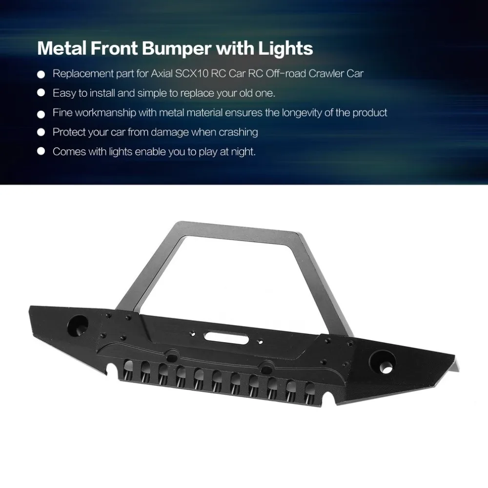 

AUSTAR Metal Steel Front Bumper with Lights for 1/10 Axial SCX10 RC Off-road Crawler Car Spare Parts Accessories Component