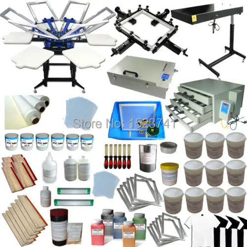 Полный набор 6 цветов 6 станция футболка трафаретная печать пресс комплект оборудования и поставки для DIY рубашки домашнего бизнеса