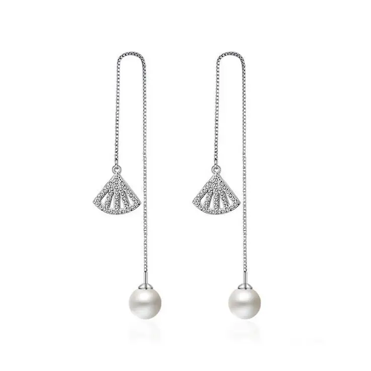 

Hot sell fashion Imitation shell pearl simple design women 925 sterling silver ladies`drop earrings jewelry gift shipping female