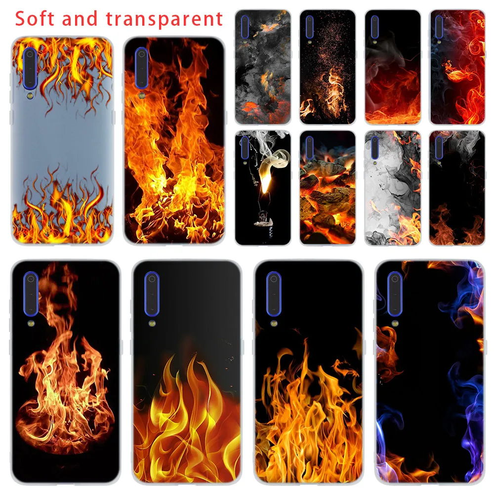 

Fire smoke Pattern Cover Cases soft TPU phone For Xiaomi 9 8 Mi 6 5X lite se A1 A2 For Redmi Note 7 6 5 Go coque