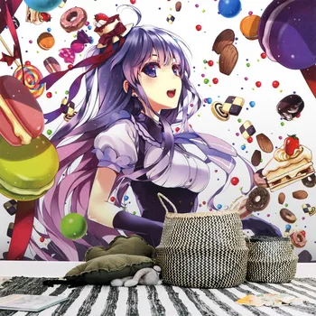 

[Self-Adhesive] 3D Dessert Gourmet Girl Pattern 2 Japan Anime Wall Paper mural Wall Print Decal Wall Murals