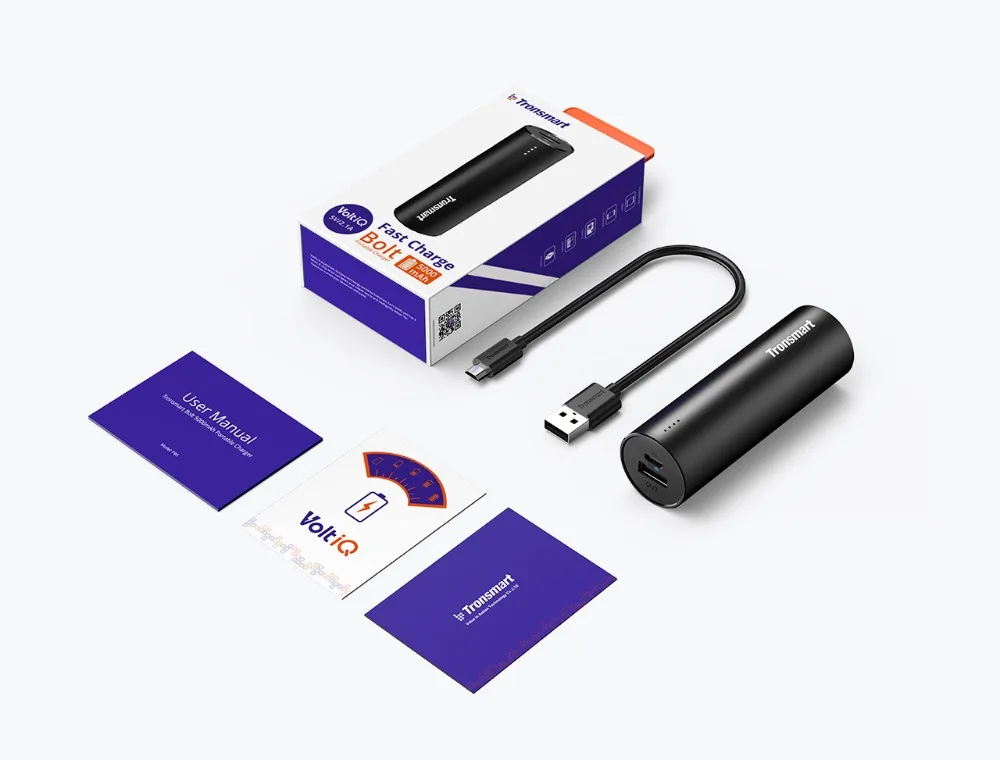 Tronsmart Bolt power Bank 5000 мАч Премиум портативное зарядное устройство аккумулятор с технологией VoltiQ для iPhone, Xaiomi, samsung, LG