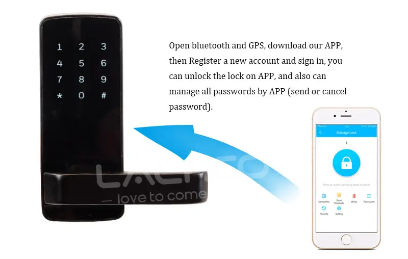 LACHCO Smartphone Bluetooth Door Lock APP Combination, Code Touch Screen Keypad Password Smart Electronic door Lock L18003AP