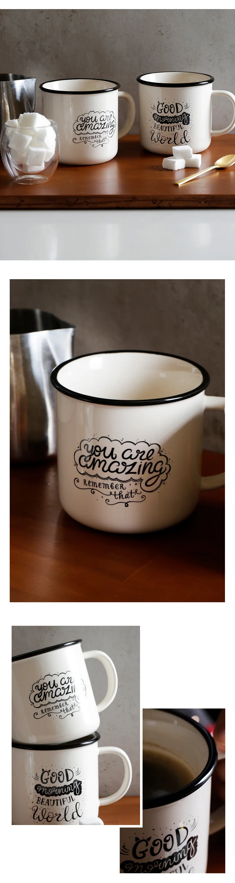 390ml ceramic mugs with handgrip retro birthday gifts Europe style big capacity water coffee milk breakfast home use mug amazing