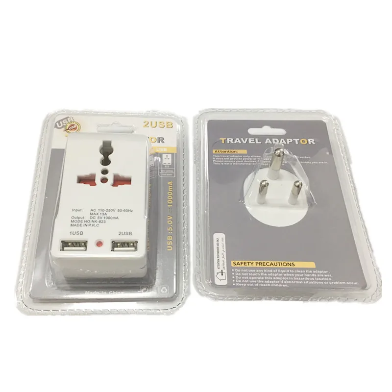 

South Africa Power Socket INDIA Plug 3 Outlets 2 USB Ports Adapter Power Strip Extension Adapter Multi