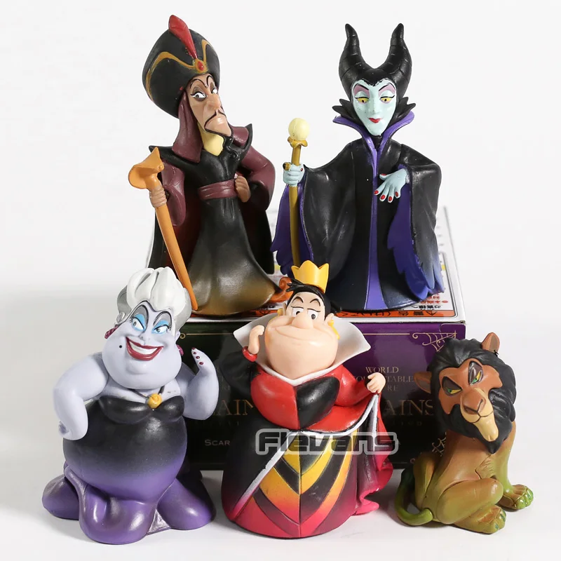 

WCF Cartoon Villains Collection Jafar Malefice Ursula The Red Queen Scar PVC Figures Toys Dolls 5pcs/set