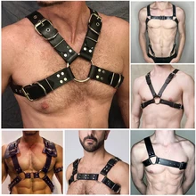 Кожаный Ремешок Мужчины Бондаж Пояса Гей Игры Для Взрослых Игры Регулируемый Грудь Растениеводство Экзотический Танк