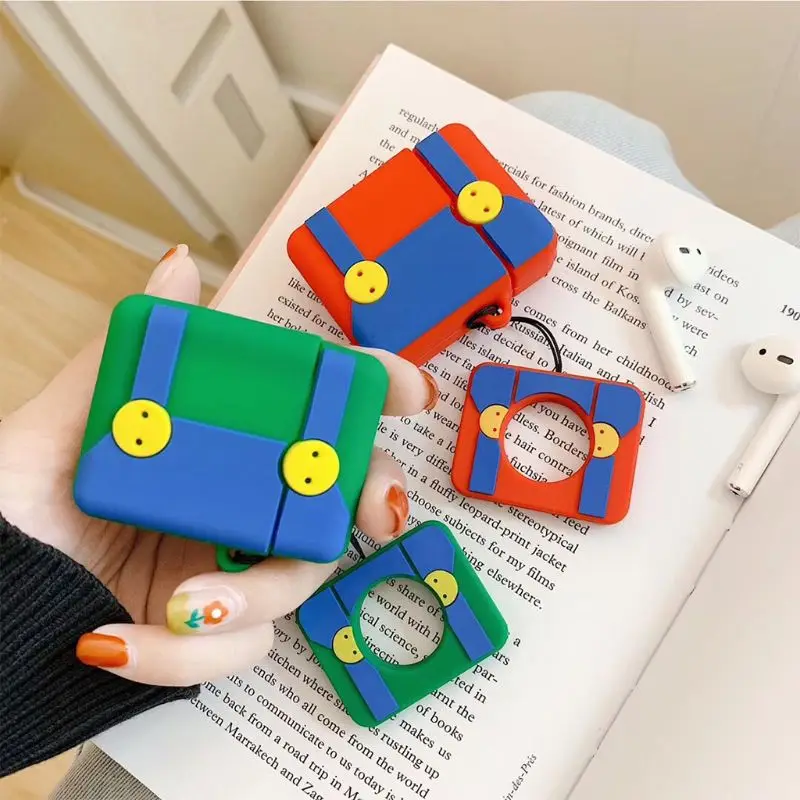 

Cute Cartoon Pattern Soft Silicone Protective Cover Shockproof Case Skin Shell With Lanyard for Airpods 1/2 Charging Box