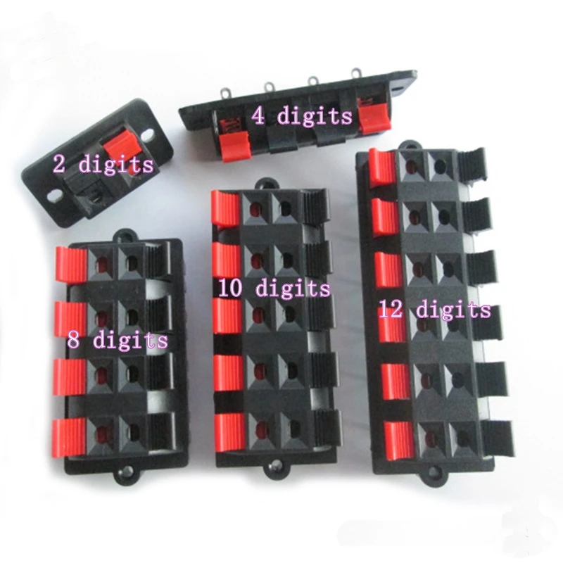 

Red and black spring terminal block 2 rows of 6 bit 8 bit 10 bit 12 bit 1 row speaker amplifier wiring clamp