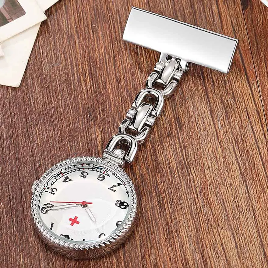 Часы для медсестер из розового золота Женские Серебристые Золотой штыревой контакт клип-на карманные часы висячая брошь дамские подарки стальной доктор Fob часы