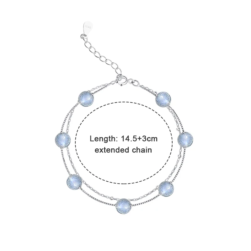 Ruifan, элегантные двухслойные браслеты, женские, натуральный серый лунный камень, 925 пробы, серебряный браслет для женщин, хорошее ювелирное изделие, YBR039