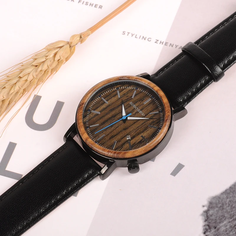 BOBO BIRD роскошные мужские деревянные часы из натуральной кожи ремешок деревянные наручные часы Японский Move' кварцевые мужские Relogio C-O27 Прямая