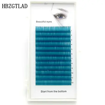 

HBZGTLAD New C/D curl 0.07 0.1mm 8/14mm false lashes blue color eyelash individual colored lashes Faux volume eyelash extensions