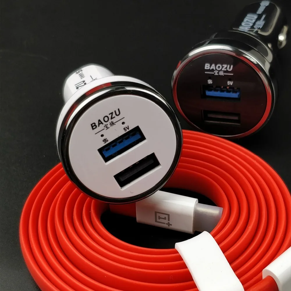  Oneplus 5t DASH Car charger 5V/4A Dual USB Ports Quick Car Charger dash Charge cable for one plus 6