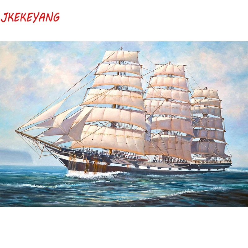 5D DIY квадратная/круглая алмазная живопись парусник вышивка крестиком Алмазная