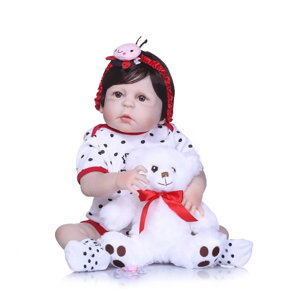 

NPKCOLLECTION 22" Full Silicone Body Reborn Baby Doll Toys LifeLike Real Newborn Girl Princess Babies Doll Bathe Toy Kid Gift