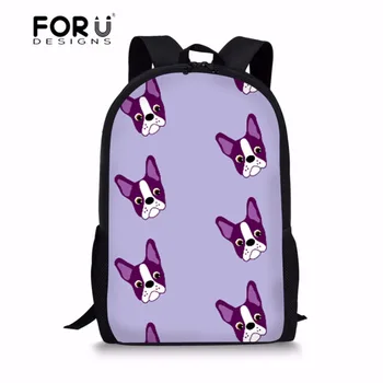 

FORUDESIGNS Boston Terrier Printing School Bags for Girls School Backpack Teenagers Preppy Shoulder Bagpack Children Book Bag