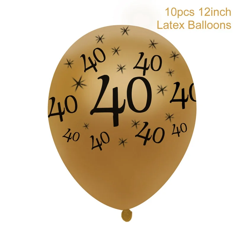 QIFU 70 60 50 40 30 день рождения воздушный шар год фото стенд реквизит 60th 50th 40th 30th День Рождения Вечеринка украшения для взрослых - Цвет: 10pcs 12inch Gold 40