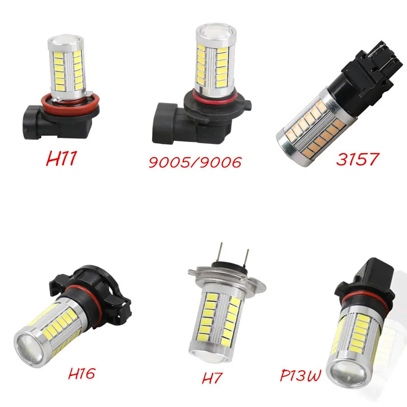 

2PCS/Lot H4 H7 9005 9006 H16 H11 H8 33SMD 5030 Day White LED Car Super Bright Fog Light Bulbs 12V Auto Lights Car styling