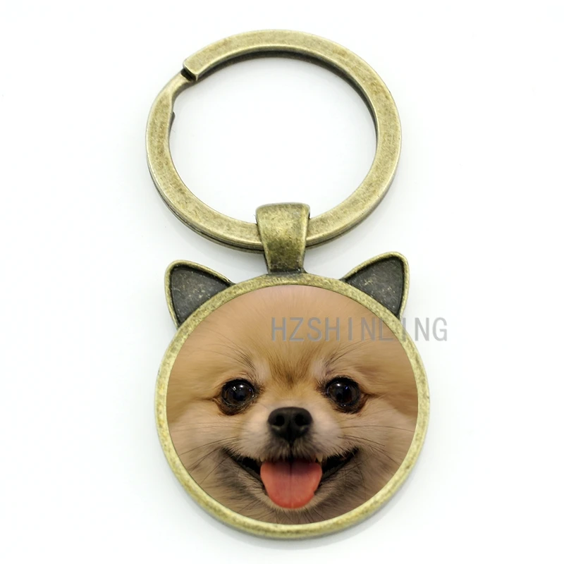 

Cute Smiling Pomeranian keychain Wheaten Terrier Schnauzer keyring happy Miniature Dog key chain ring holder animal gifts CN780