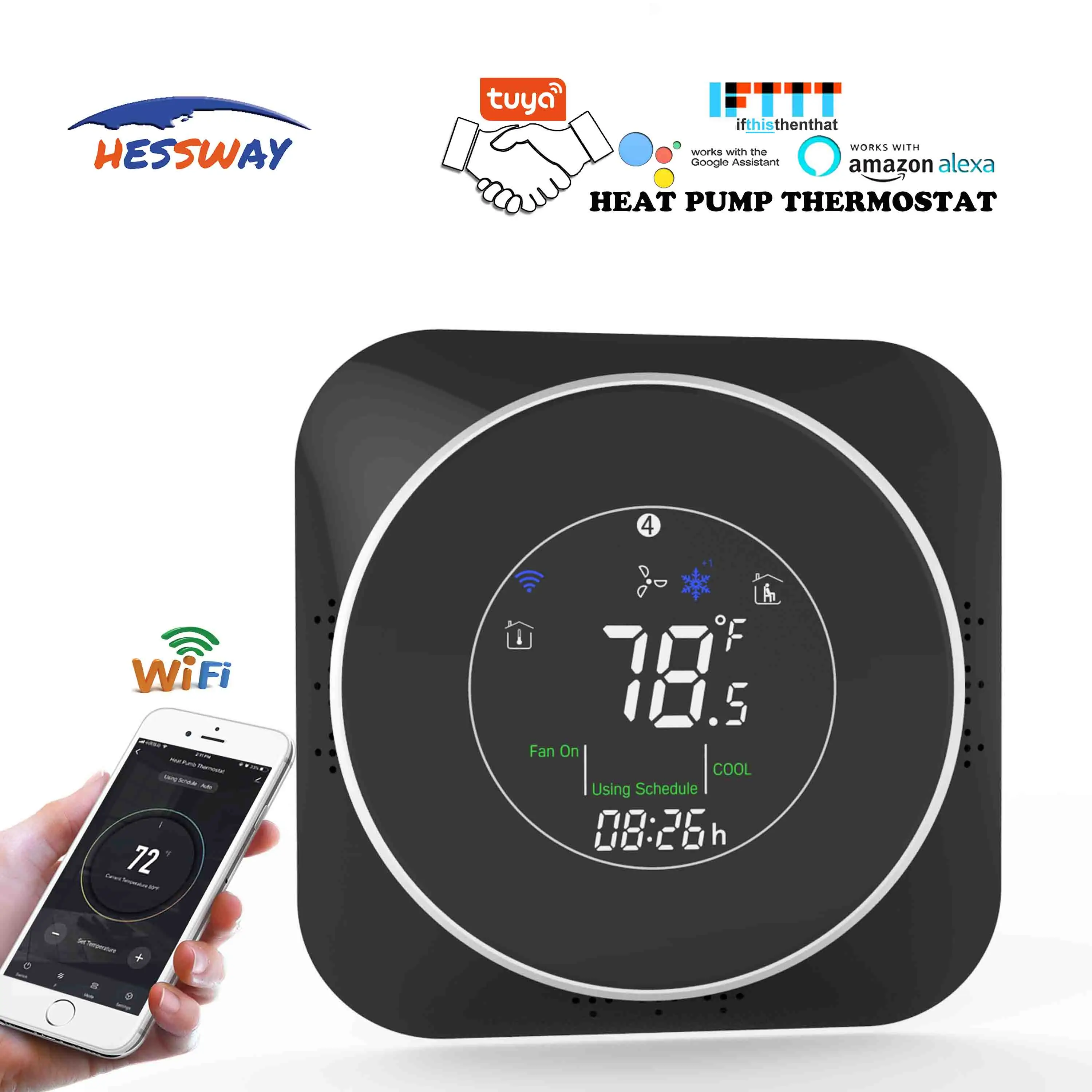 HESSWAY 24VAC Absorbed Heat Carry Heat Pump WIFI THERMOSTAT for
