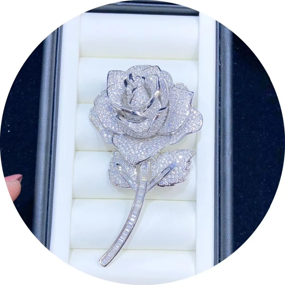 

Y360 Flower High Quality Golden plated Paved CZ Necklace Brooch Base Cubic Zirconia Jewelry Connector DIY Jewellery Making
