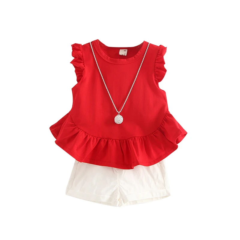 Bibicola/Обувь для девочек летняя одежда дети короткий рукав красная футболка+ Шорты для женщин 2 шт. Комплекты для девочек детские хлопок мусор Обувь для девочек одежда