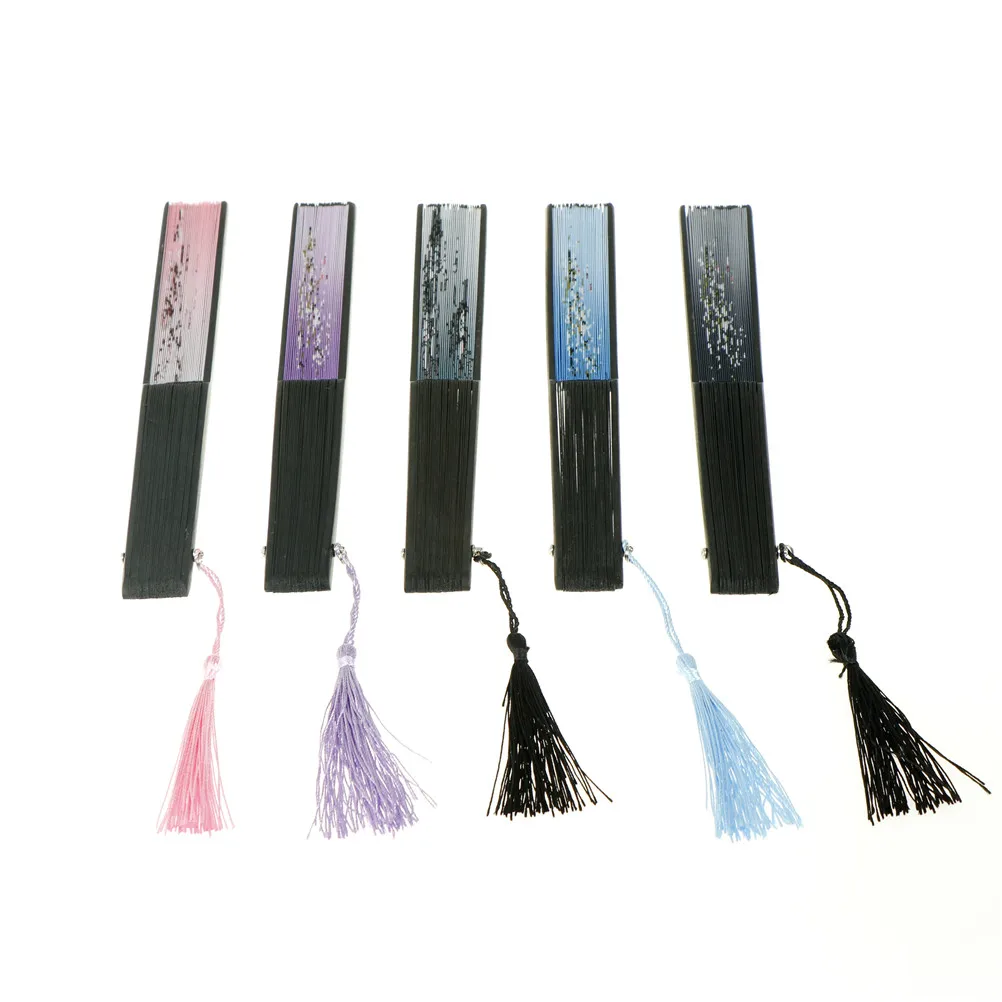 Best 1PCS Vintage Chinese Spun Silk Flower Printing Hand Fan Folding Hollow Carved Hand Fan Event amp; Party Supplies