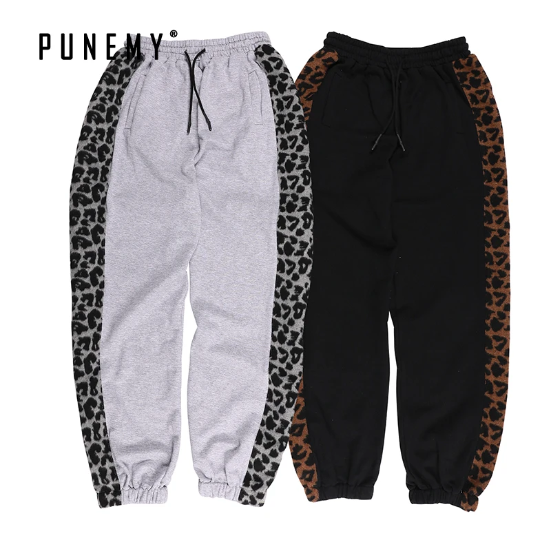 

Men Sweatpants Jogger Leopard Side Striped Elastic Ankle Loose Fit Hip Hop Harajuku Streetwear Vintage Man's Sweatpants Trousers