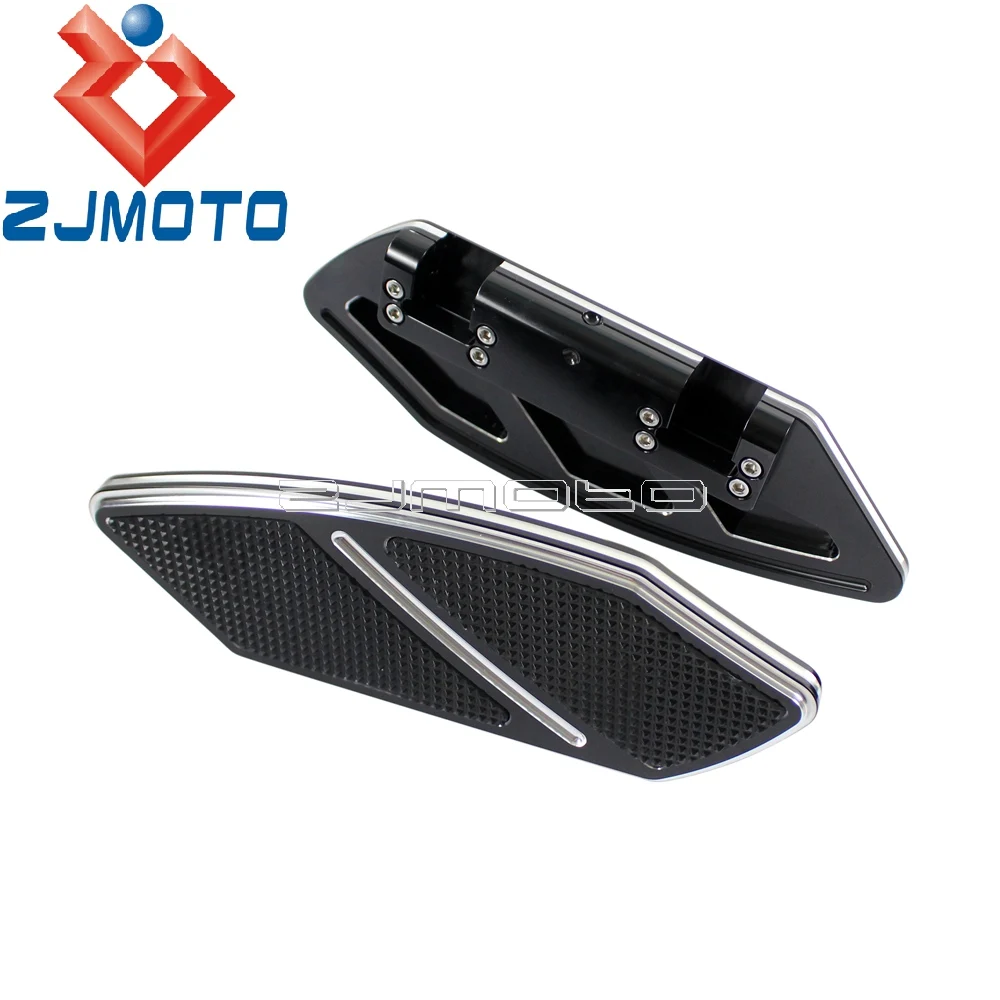 

Black Motorcycle Rear Passenger Footrests Footboard Floorboard For Harley Touring Road King Softail 1984-2015 w/ Floorboards