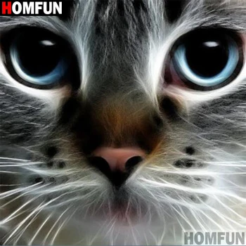 

HOMFUN Full Square/Round Drill 5D DIY Diamond Painting "Animal cat" 3D Embroidery Cross Stitch 5D Home Decor A17660