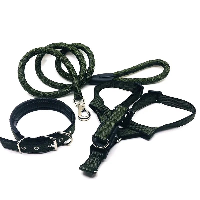 3 шт. поводок для питомцев ошейник для собак нагрудный ремень средний маленький собачий поводок товары для домашних собак питбулл йоркширский терьер - Цвет: collar harness leash