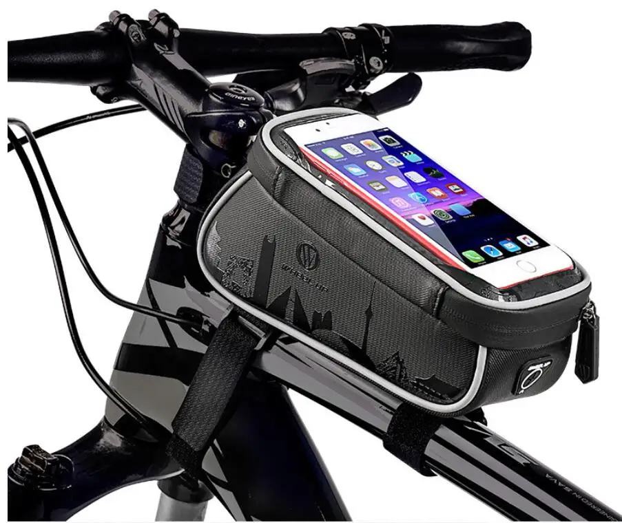 Черный MTB велосипедная сумка " тачскрин велосипедная подседельная сумка Светоотражающая полоса велосипедная верхняя Водонепроницаемая труба сумка чехол для телефона велосипед аксессуары - Цвет: Черный