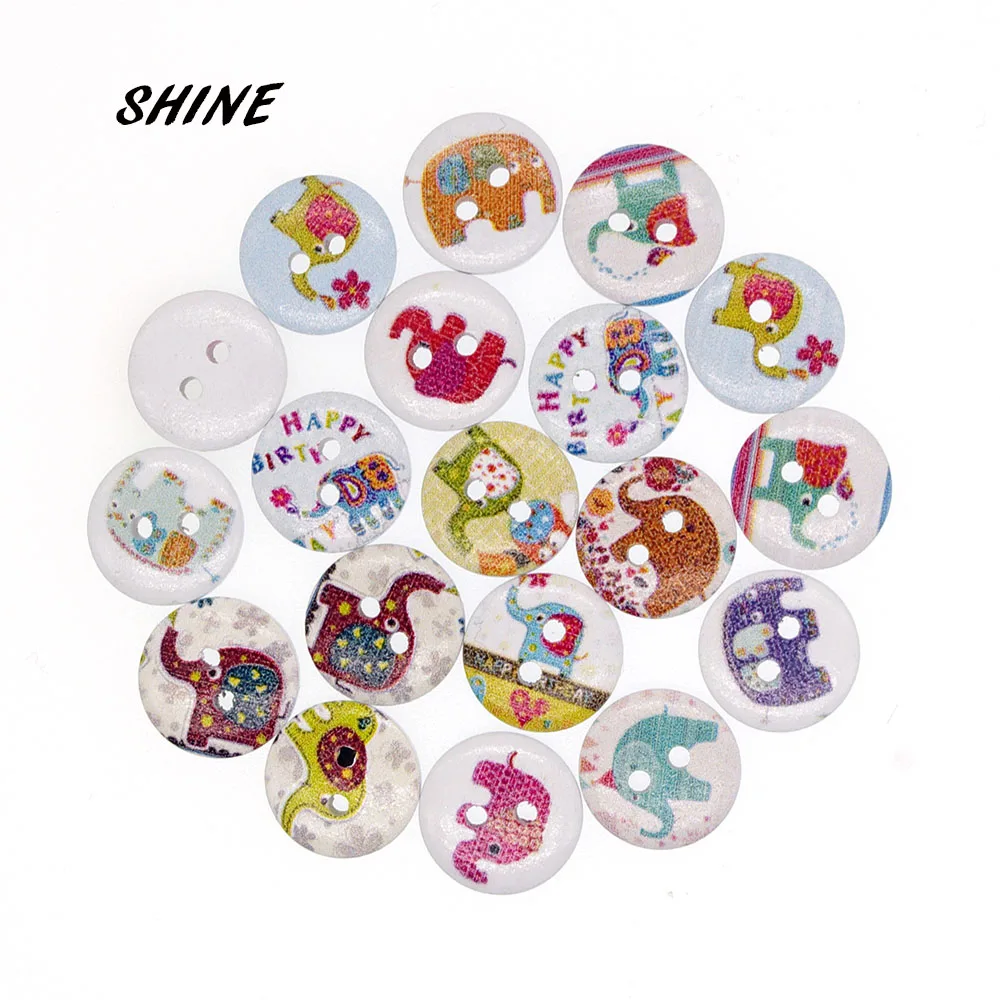 

Wood Sewing Buttons Scrapbooking Round Mixed Two Holes Elephant Pattern 15mm Dia. 50PCs Costura Botones Decorate bottoni botoes