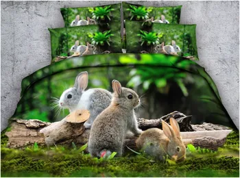 

Rabbit Bedding set Luxury Designer 3D rabbit duvet covers bed sheet sheets linen quilt cover Cal King Queen size twin full 4pcs