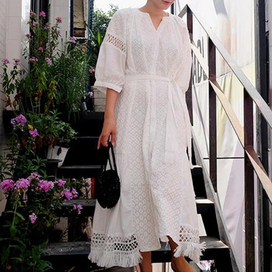 white cotton lace Embroidery boho dress 2017 new autumn vintage lantern Sleeve dresses Casual loose brand long women dress white cotton lace Embroidery boho dress 2017 new autumn vintage lantern Sleeve dresses Casual loose brand long women dress