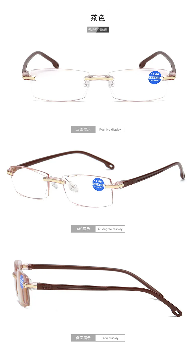 Wo мужские очки для чтения рецепт очки мужские очки для чтения кристалл рамки глаз очки мужские очки Безрамное синий