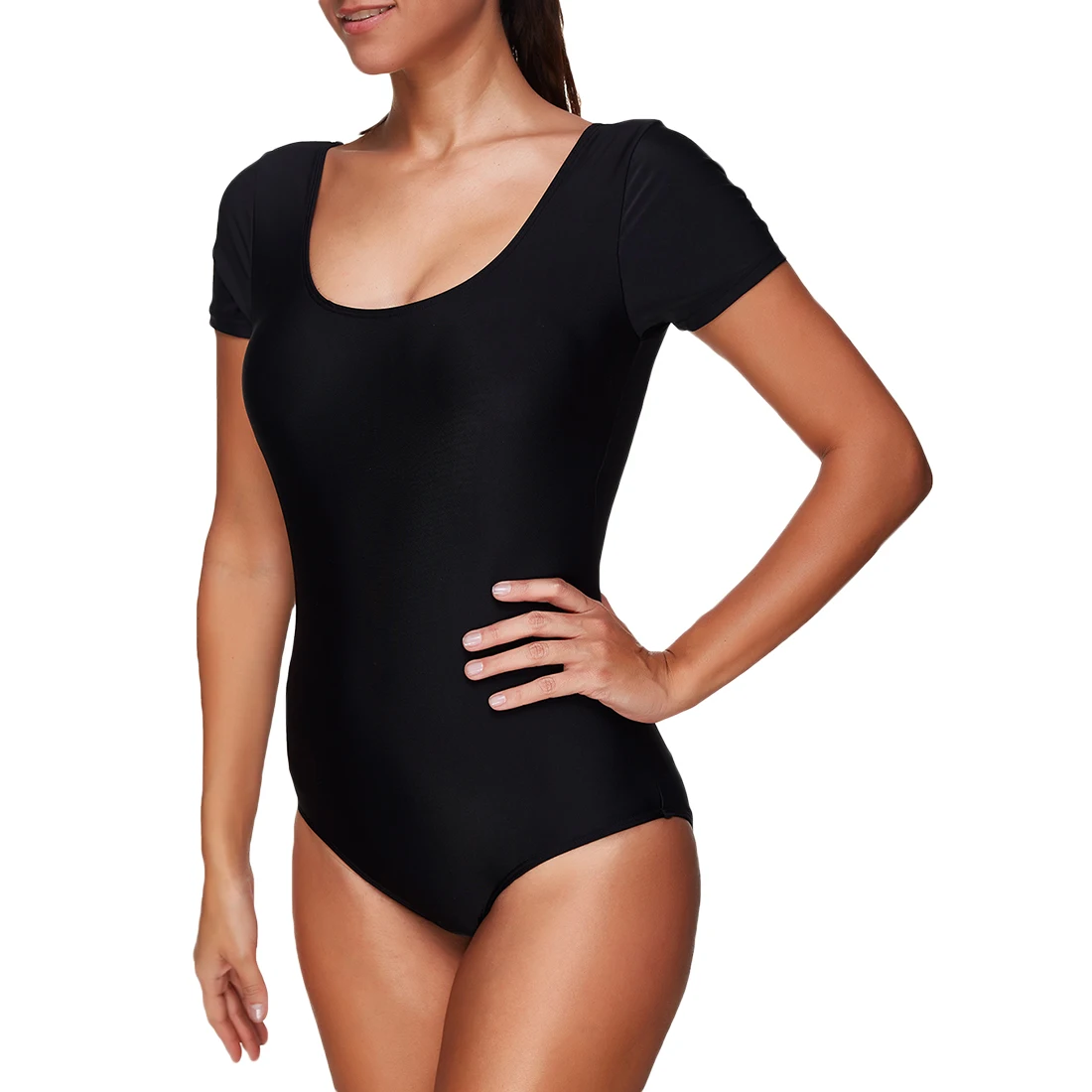 

2018 New Sexy Short Sleeve Solid Swimwear Women biquini Swimsuit Female vintage Maillot De Bain Backless Monokini Beach Wear