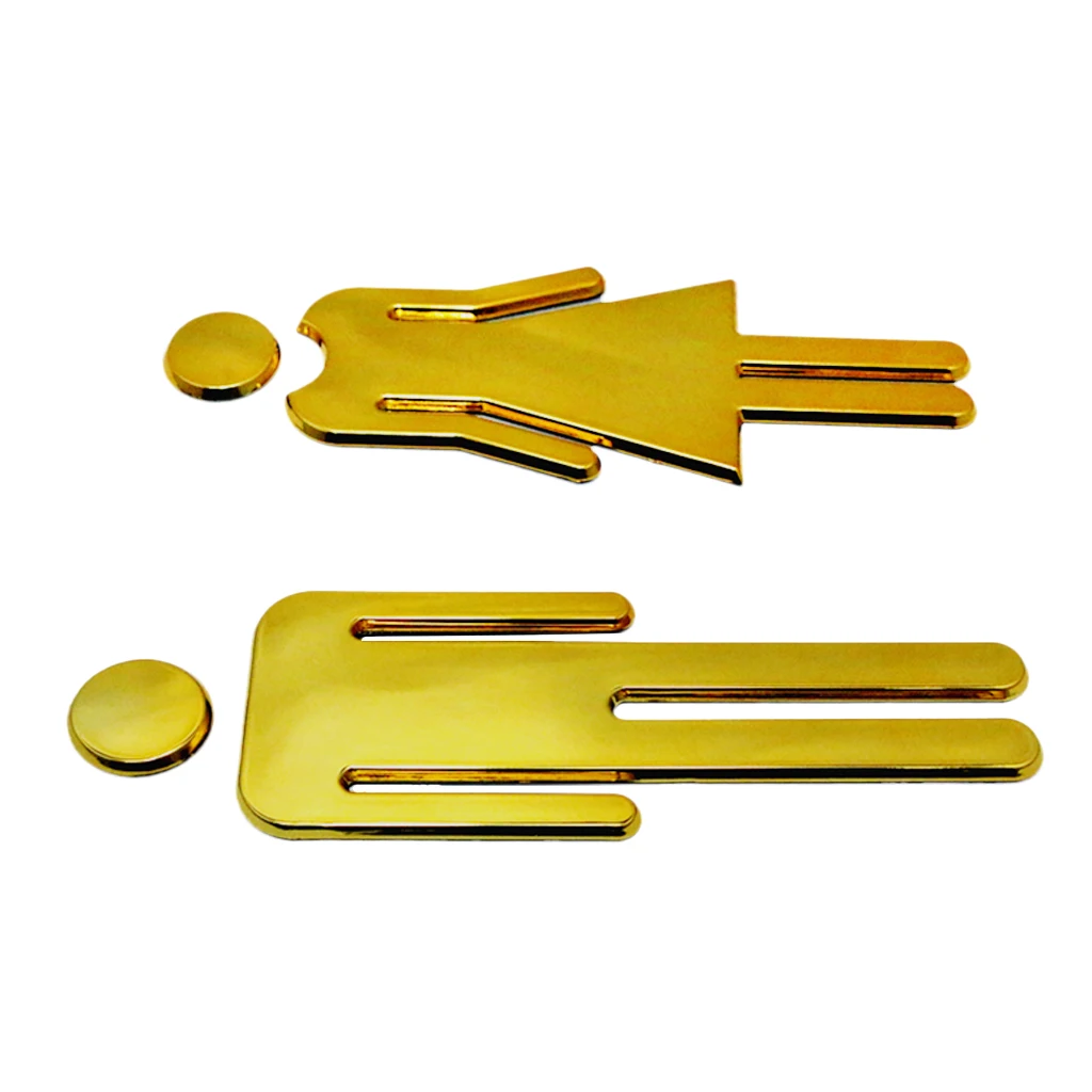 Golden MEN & WOMEN Toilet/Loo/Bathroom/Restroom/WC Door Sign Adhesive Plaque