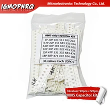 36values* 20 штук = 7 20 штук 0805 SMD конденсатор с алюминиевой крышкой, набор сортированных 1pF~ 10 мкФ компонент diy Образцы комплект