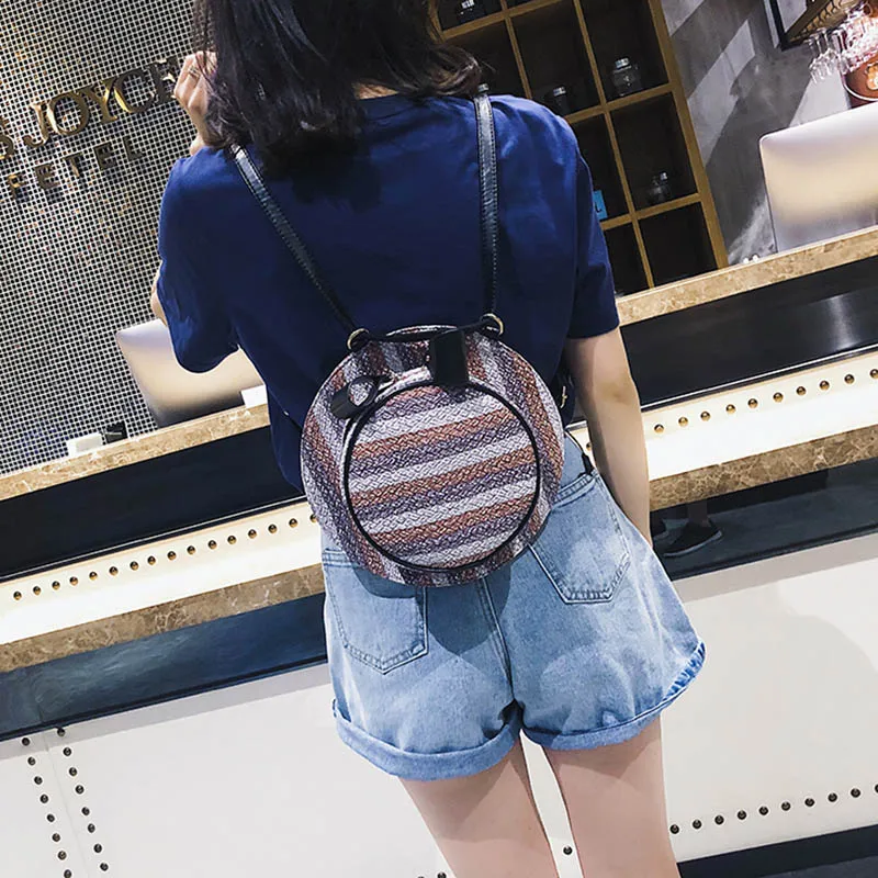 New Fashion Women Summer Straw Backpack INS Popular Female Hat Back Pack Lady Travel Casual Mochila Stripe Knit Crossbody BP3008 (20)