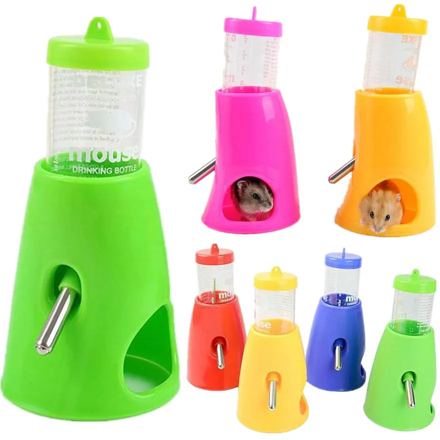 2 in 1 New Dispenser Base Water Bottle Holder Hut Hamster Nest Small