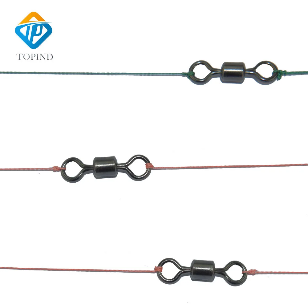 Topind 50pcs Fishing Swivels Rolling Swivel Connector Rolling Swivel Barrel Ball Bearing Solid Rings Solid Ring LB Lures Connector Sea Fishing Accessories