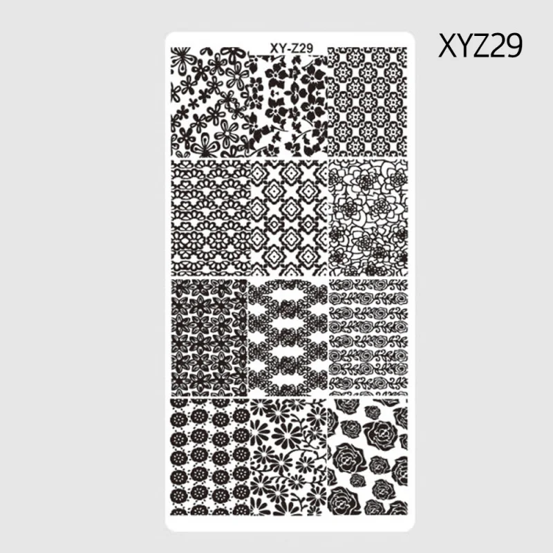 1 шт. 12*6 см прямоугольная Штамповка ногтей шаблон отрицательная ветряная мельница цветы узоры DIY Дизайн ногтей маникюр штамп пластины JIXYZ01-32 - Цвет: XYZ29