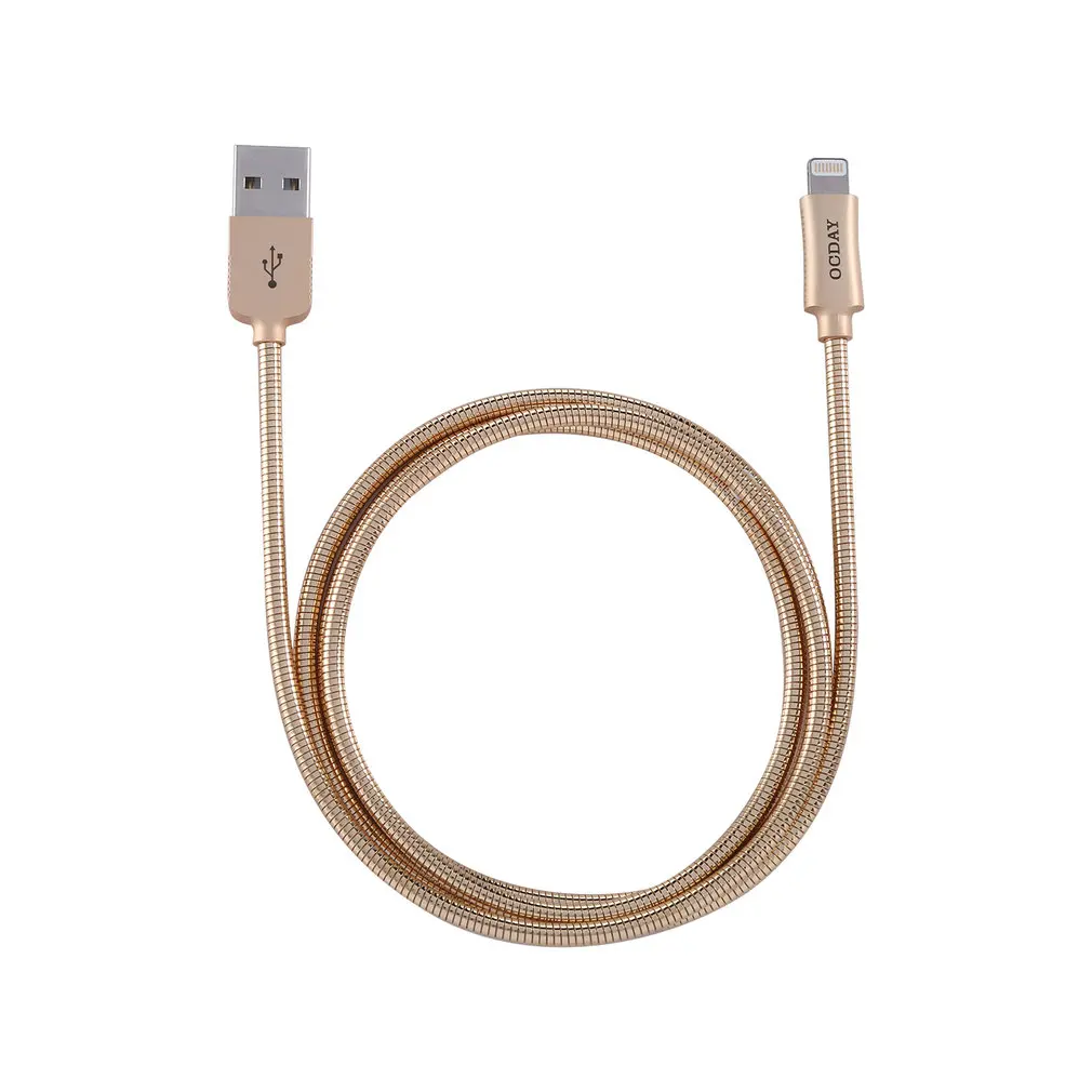 

Zinc Alloy Spring USB Fast Charging 1M Cable Sync Data USB Charger Cable For Apple iPhone / iPad Pro / iPad Air MFi Certified