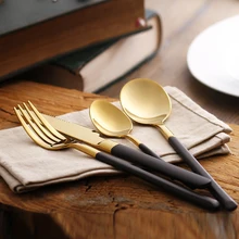 Lekock 18/10 edelstahl besteck 18 k gold besteck set polnischen besteck-set gabel messer löffel geschirr set für geschenk