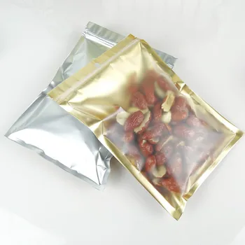

50pcs 22x30cm Matte aluminum foil inside the golden translucent zipper bone bag food candy coffee large plastic packing bags