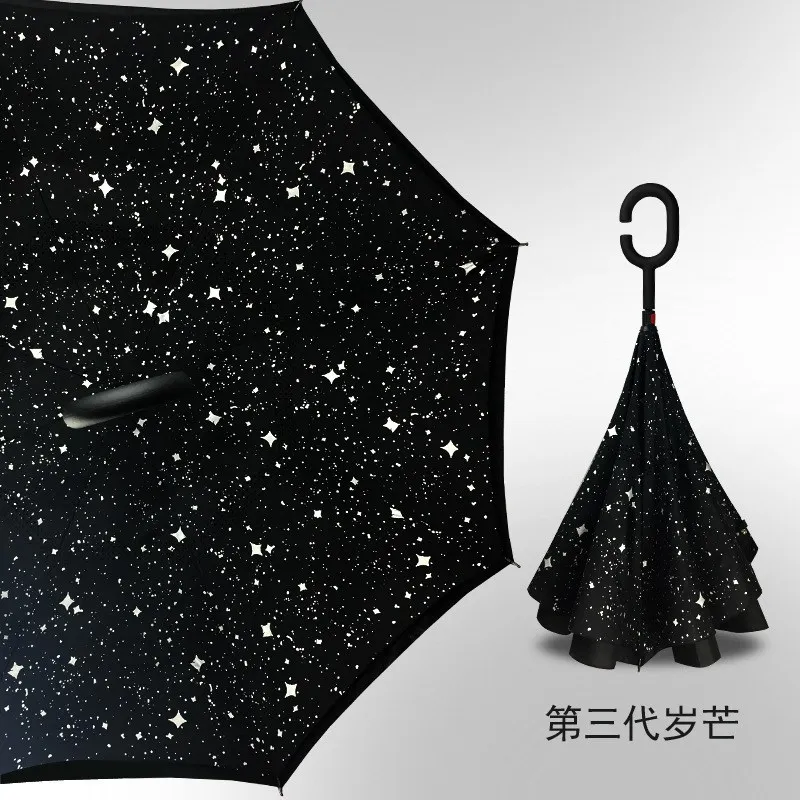 Umbrella L Человек Для женщин ручка ветронепроницаемый двухсторонний складной зонт от солнца и дождя автомобиля перевернутые Зонтики Двойной Слои Anti UV самостоятельно стоять 50RR300 - Цвет: Umbrella L